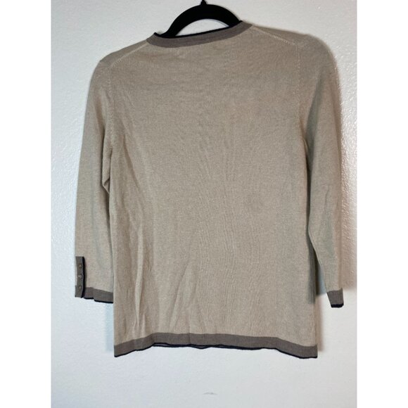 Brooks Brothers cashmere Silk Sweater Size XS Beige Cream Country Clun Knit 3/4 - Picture 11 of 15